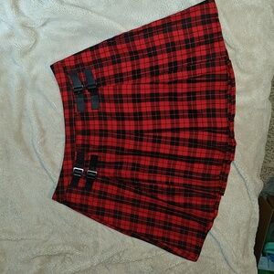 Hot Topic Red Plaid Skirt